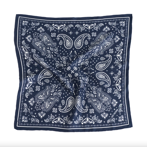 "Paisley" Silk Bandana Scarf - Midnight Blue