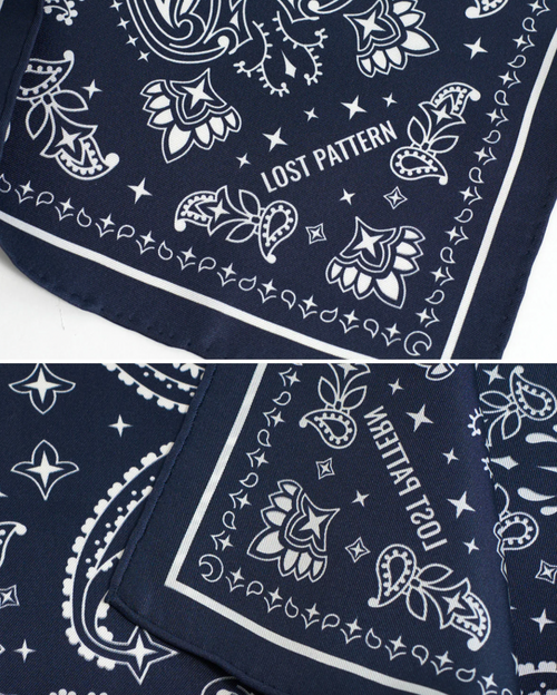 "Paisley" Silk Bandana Scarf - Midnight Blue