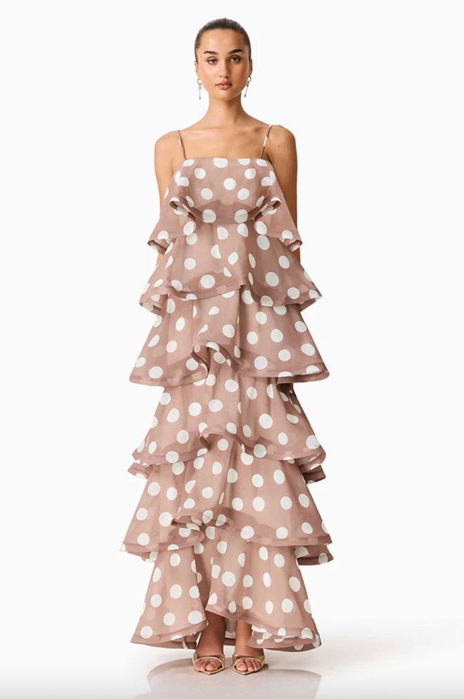 Sola Polkadot Tiered Maxi Dress