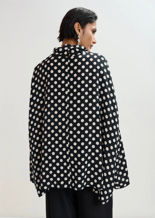 Joyetta Oversized Polka-Dot Print Top