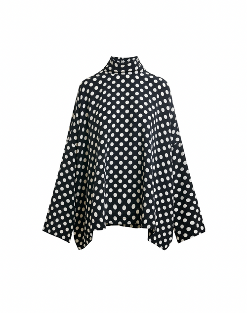 Joyetta Oversized Polka-Dot Print Top