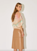 Mohair Short Sleeve Bomber Cardigan, Light Pastel Stripes