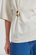 Enora Brooch Tee - Soft Beige