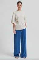 Enora Brooch Tee - Soft Beige