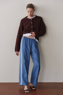 The Linen Crop Racer Stripe Pant Lapis