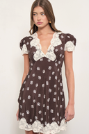 Rose Print Mini Dress
