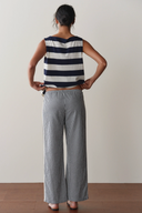 The Cotton Gingham Stripe Crop Pant