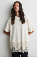 Vaccara Lace Tee Egret