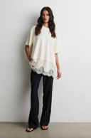 Vaccara Lace Tee Egret