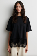 Vaccara Lace Tee Black