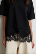 Vaccara Lace Tee Black