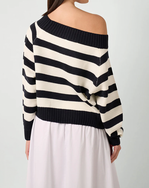 Off Shoulder Sweater Striped