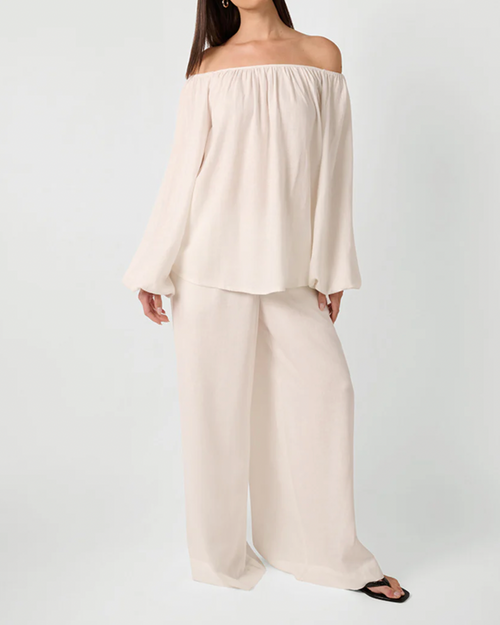 Off the Shoulder Linen Blend Top