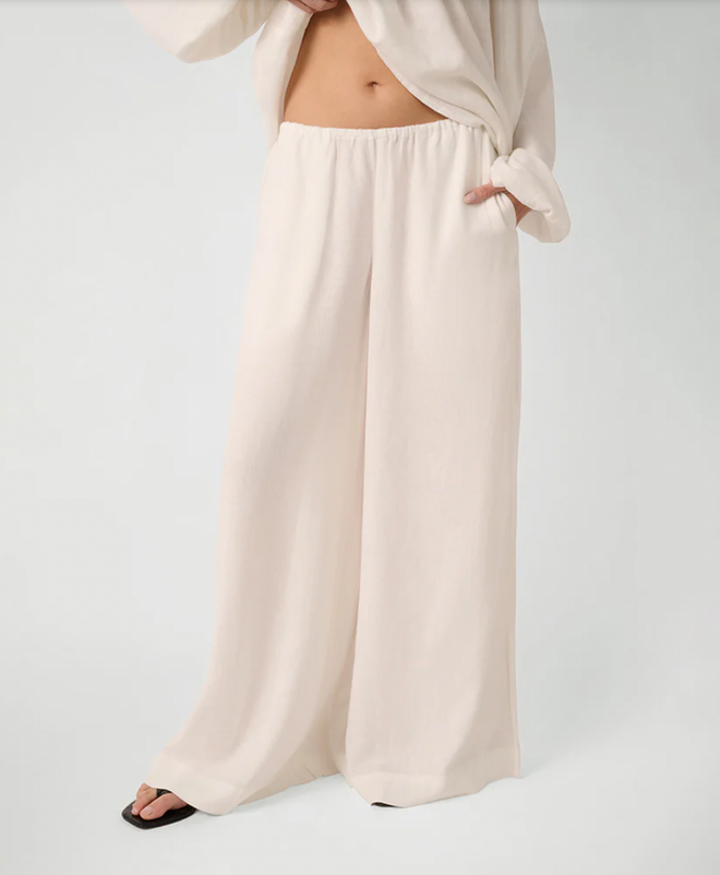 Wide Leg Linen Blend Pants