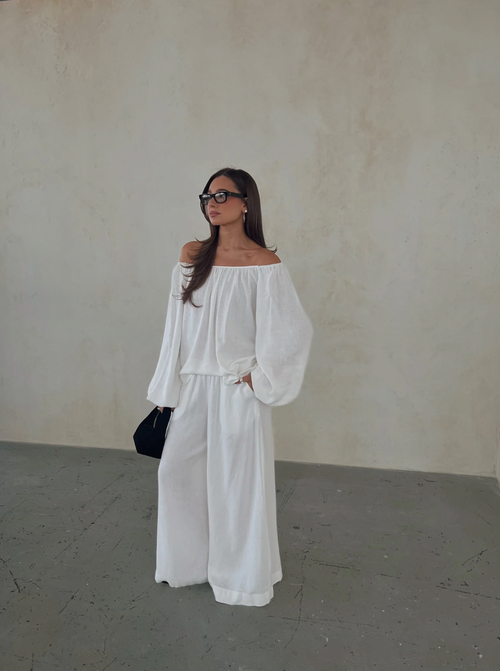 Wide Leg Linen Blend Pants