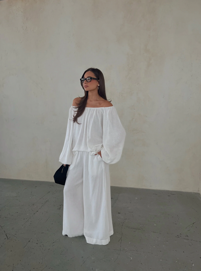 Wide Leg Linen Blend Pants