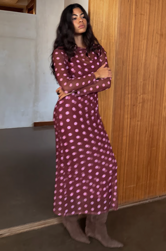 Polka Dot Mesh Dress