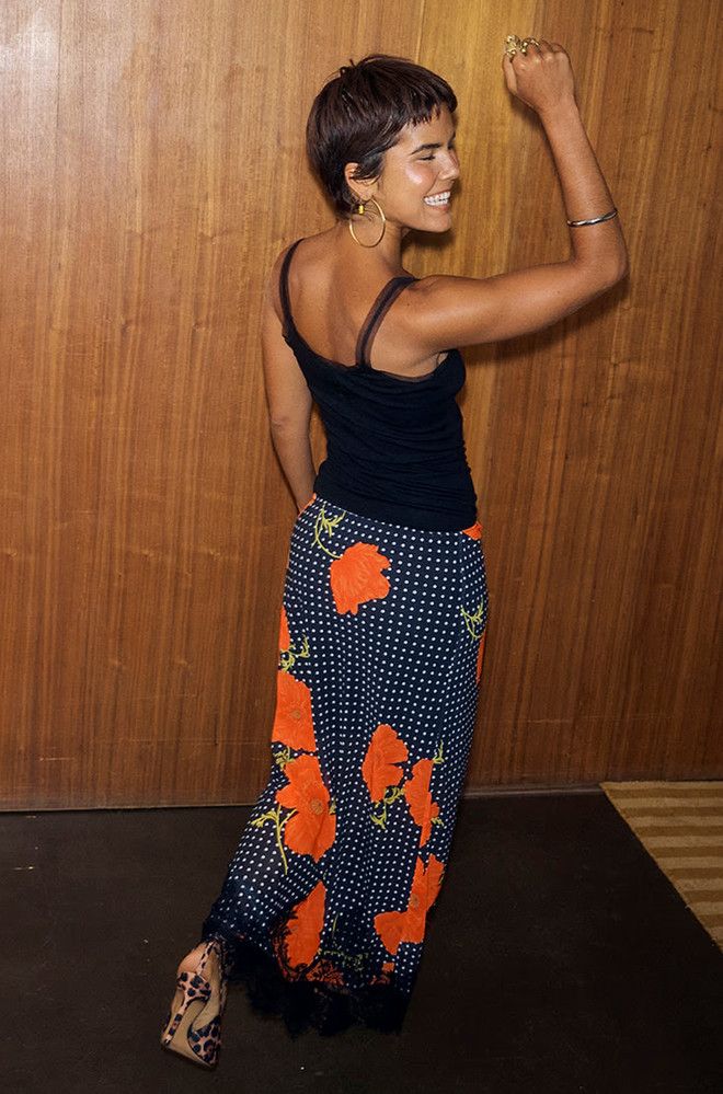 Black Poppy Maeva Midi Skirt