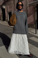 Knit Jumper Dress with Sheer Lace