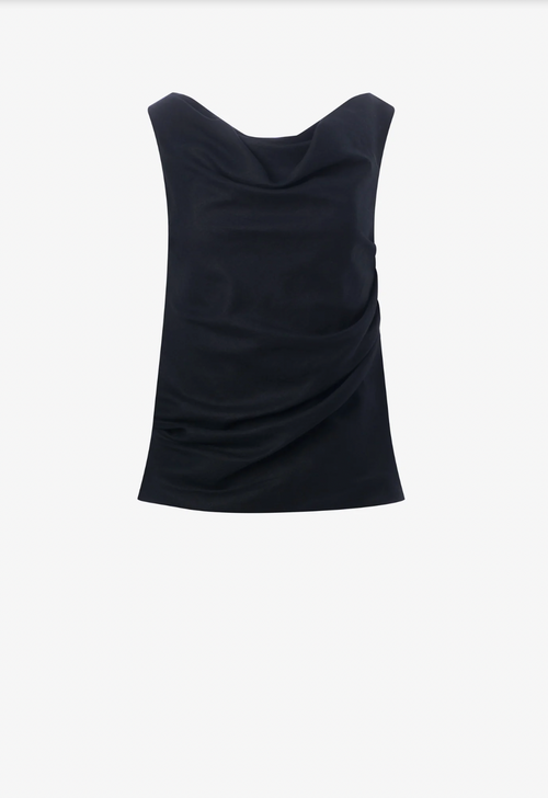 Linen Blend Drop Shoulder Top