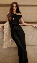 Linen Blend Drop Shoulder Top