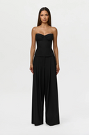 Bi Stretch Suiting Pleated Wide Leg Pant