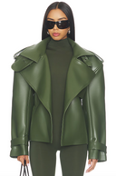 Faux Leather Belted Jacket