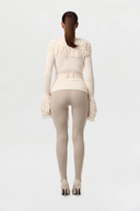 Knit Fringe V-Neck Cardigan Bone