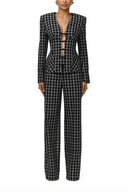 Large Check Suiting Wide Leg Pants