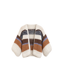 Alpaca Bomber Cardigan Striped, Short Sleeves