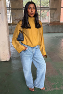 Olive Organza Funnel Neck Jacket