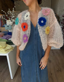Mohair Bomber Cardigan Flower Embroidery