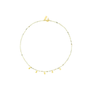 Beaded Necklace with CZ Drops - Yellow/Jade