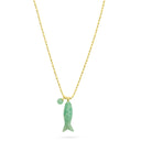 Happy Fish Pendant Necklace - Green Jade
