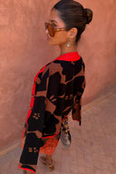 Tan Jaden Floral Jacquard Cardigan