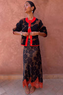 Tan Jaden Floral Jacquard Cardigan