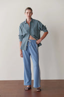 The Eco-Terry  Stripe Crop Pant Cornflower