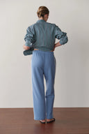 The Eco-Terry  Stripe Crop Pant Cornflower
