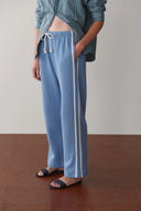 The Eco-Terry  Stripe Crop Pant Cornflower