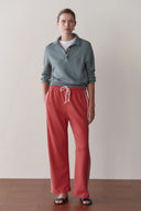 The Eco-Terry Stripe Crop Pant Raspberry