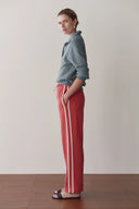 The Eco-Terry Stripe Crop Pant Raspberry