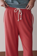 The Eco-Terry Stripe Crop Pant Raspberry