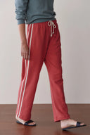 The Eco-Terry Stripe Crop Pant Raspberry